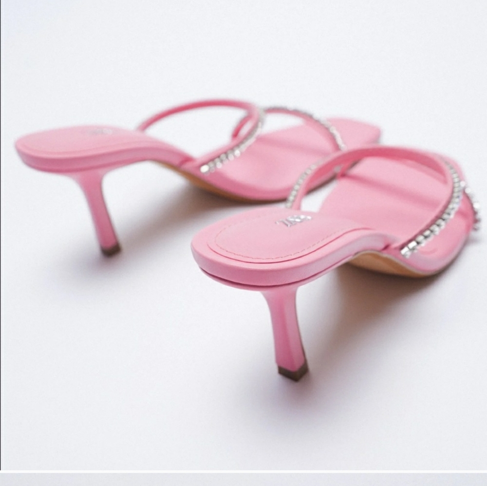 Zara Barbie Pink Sparkly Heels - Picture 3 of 13